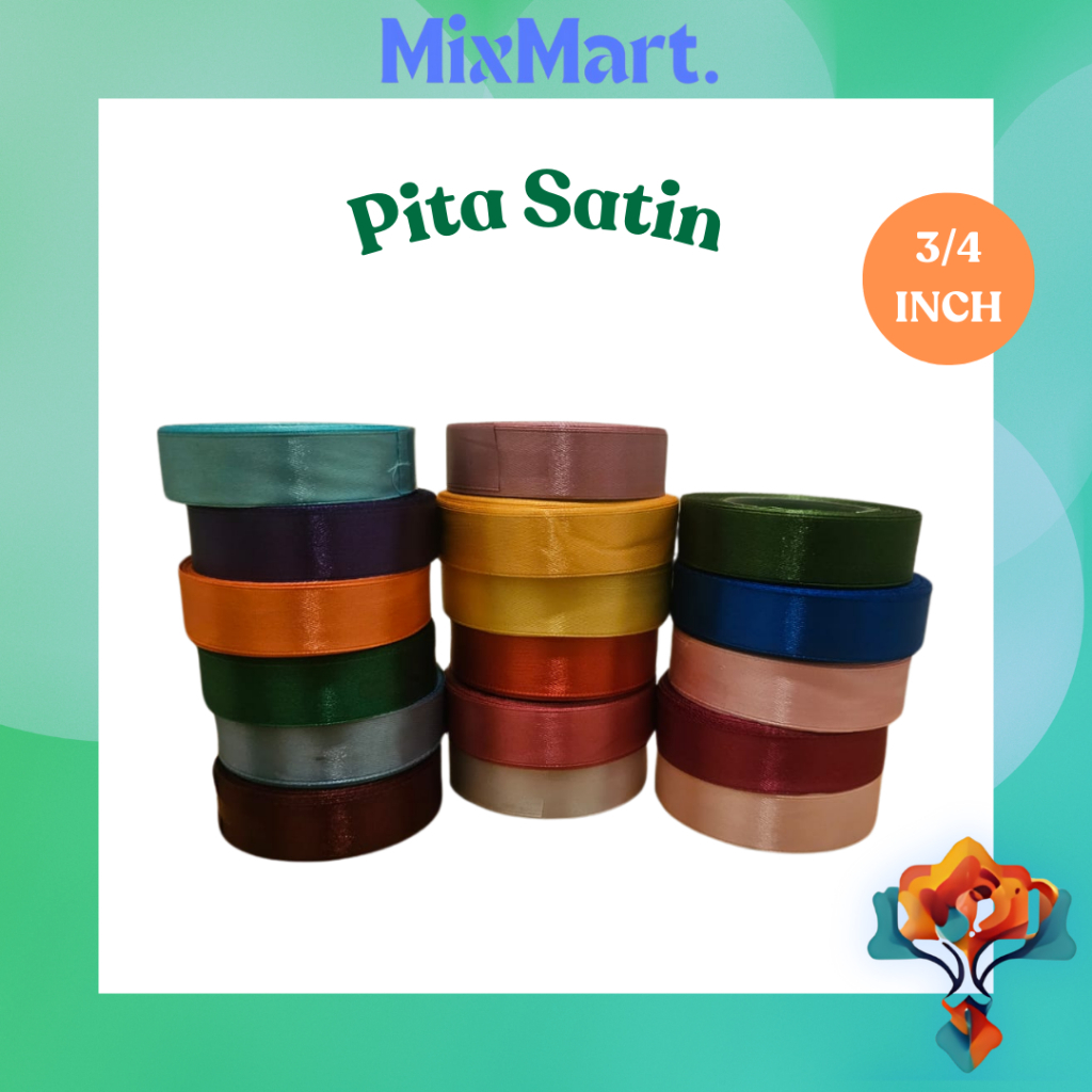 

Pita Satin 3/4 inch (2 cm) Import panjang 20 yard (18 meter)