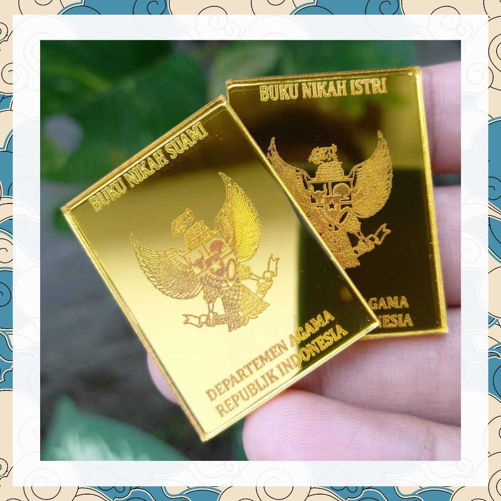 Replika Buku Nikah Akrilik Gold,Miniatur Buku Nikah Akrilik,Set Buku Nikah Akrilik,Hiasan Buku Nikah
