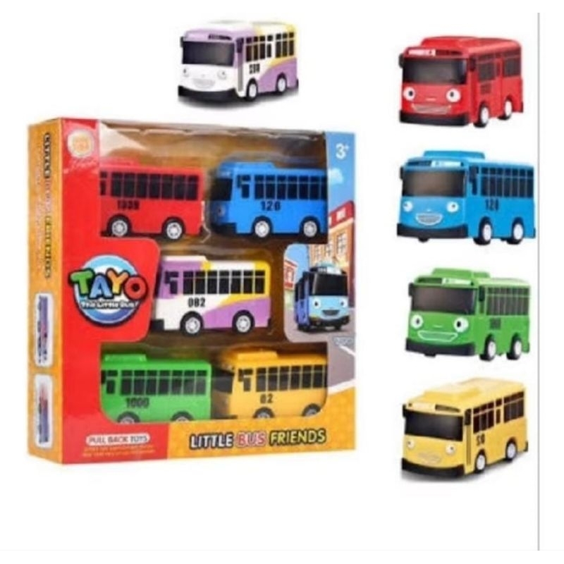 mainan bus tayo pullback 1 set dapat (5pcs) truck tayo mainan anak