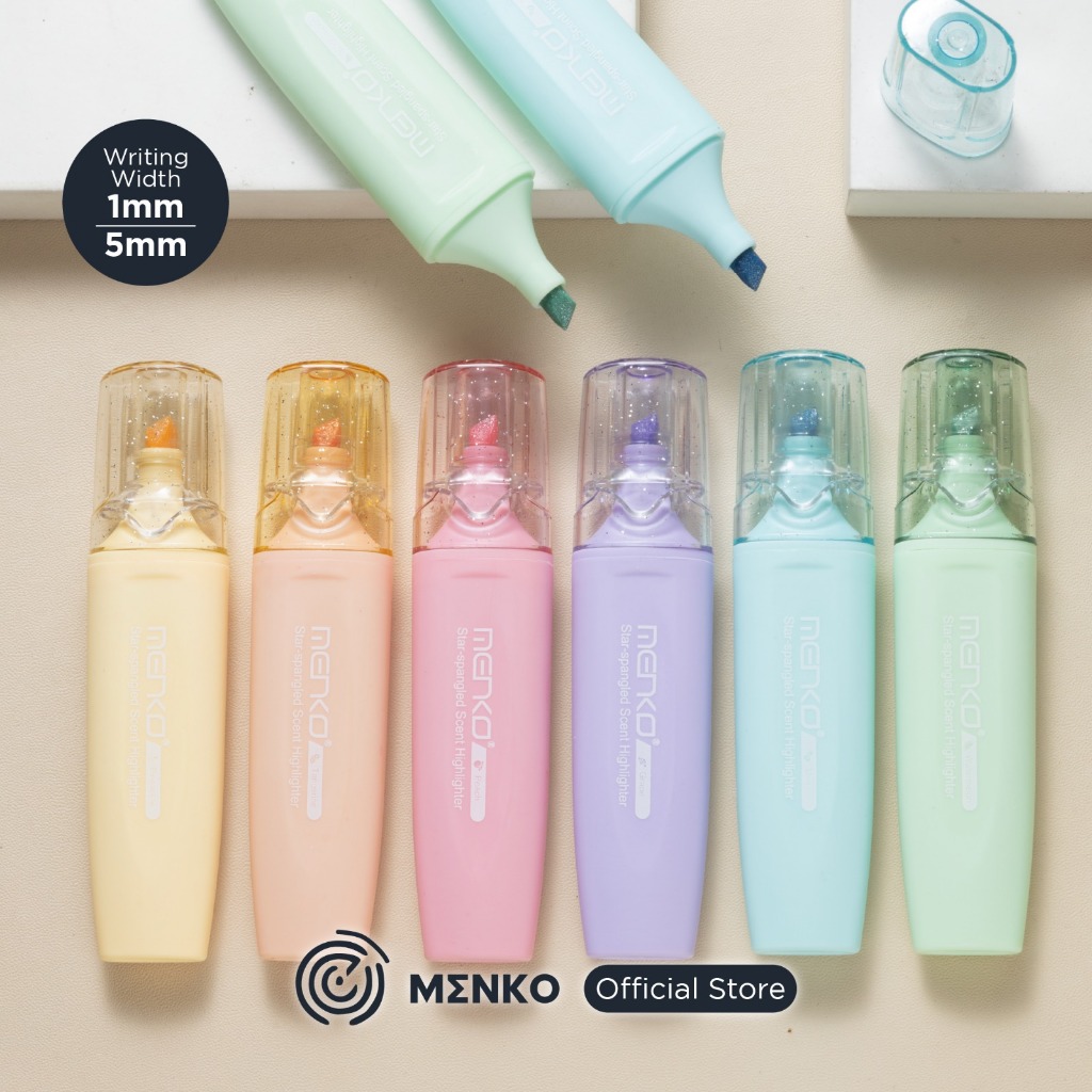 

MENKO Glitter Scent Highlighter Pastel Color / Penanda Tulisan Warna Pastel Glitter Wangi MH-7703