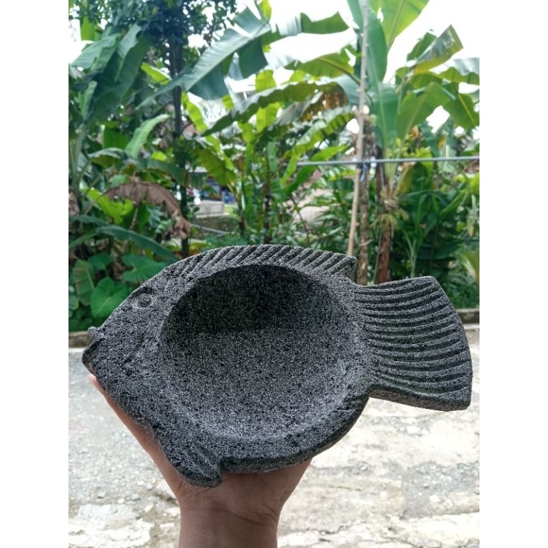 Cobek batu cobek batu karakter ikan BATU ASLI 100%