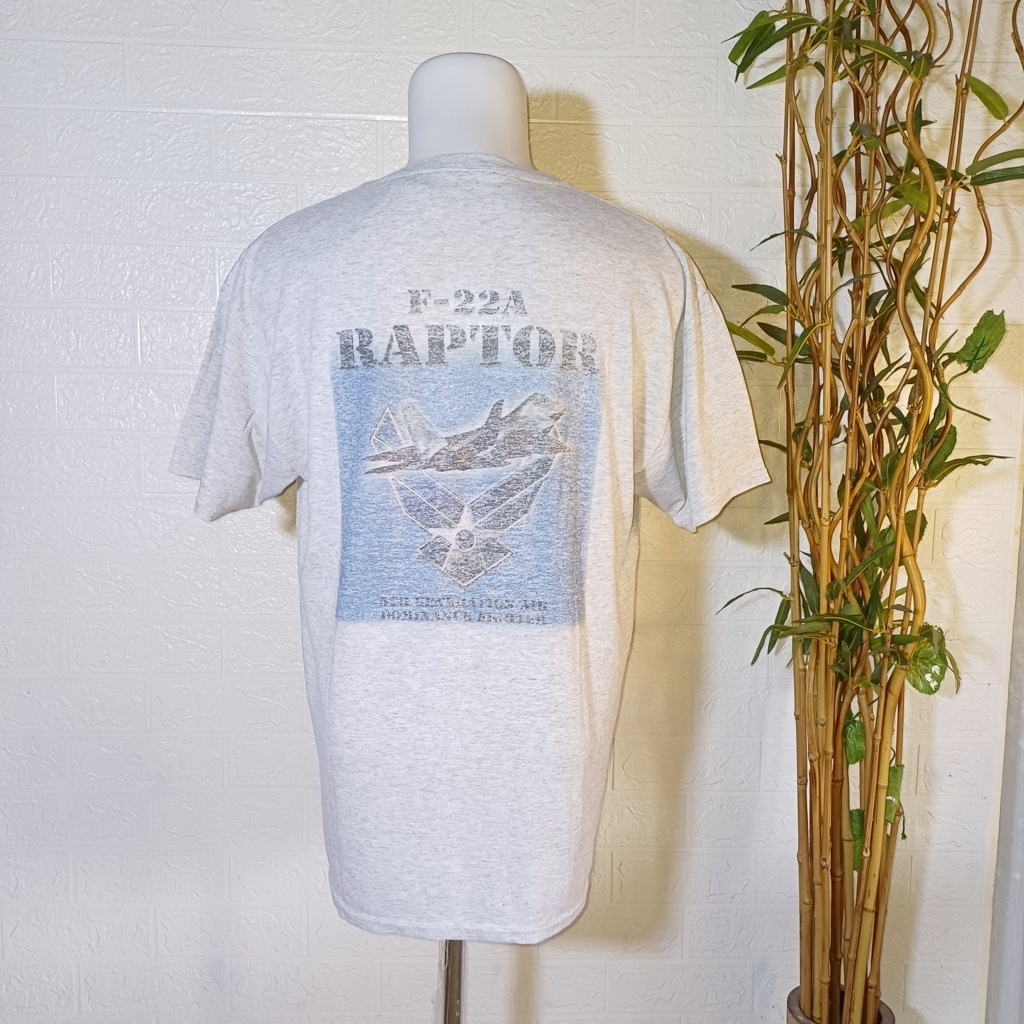 KAOS VINTAGE F-22 A RAPTOR BY JERZEES TAG, SIZE L (SECOND BRANDED) ABU-ABU, TS0403