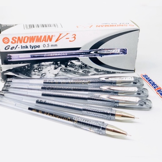 

PAKET 12 pcs Pulpen Snowman V3 pen gel 5mm bulpen bolpoin gel