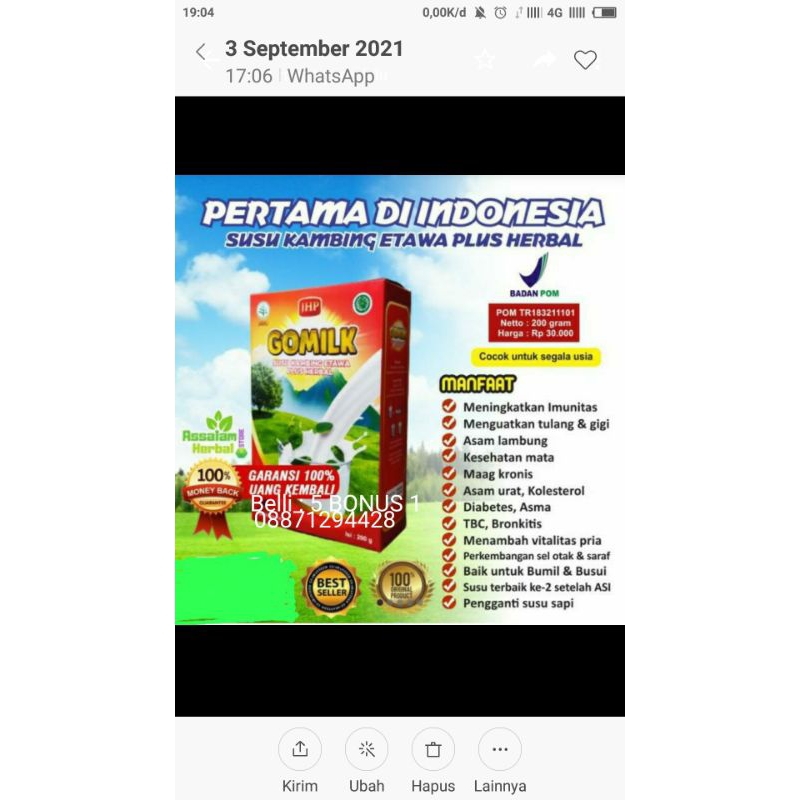 

susu kambing etawa bubuk plus herbal GOMILK
