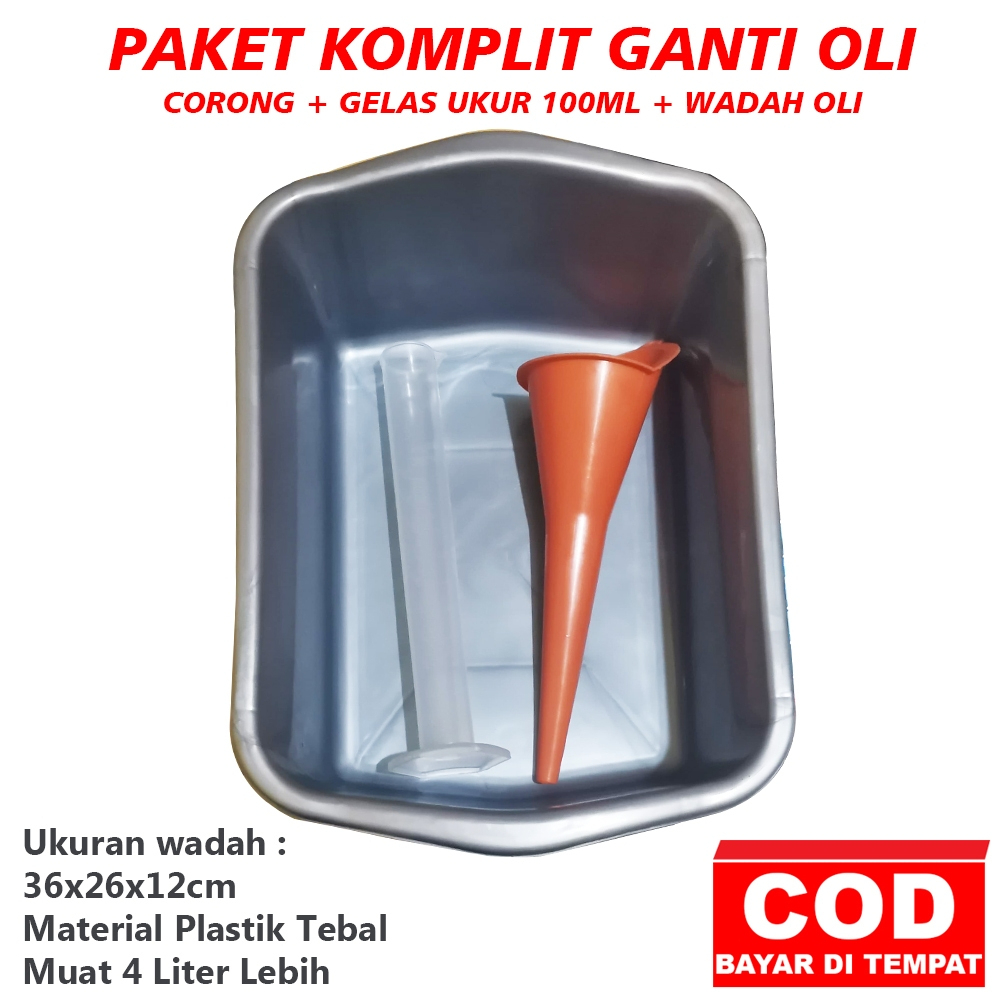 PAKET KOMPLIT CORONG + GELAS UKUR 100ML + WADAH OLI / GANTI OLI MOTOR & MOBIL PAKETAN KOMPLIT ALAT G