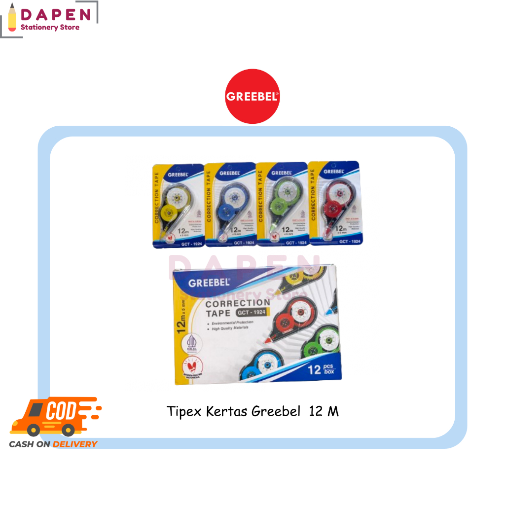 

Tip-ex Kertas Greebel Correction Tape GCT-1924 12m x 5 mm