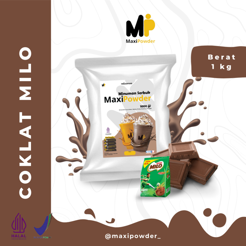 

Bubuk Minuman Rasa Milo 1kg / Minuman Kekinian Miloo Termurah / MaxiPowder