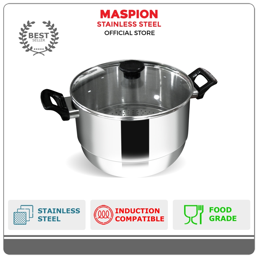 Maspion Maxim Panci Stainless Steel Multi Steamer Tutup Kaca 24 cm