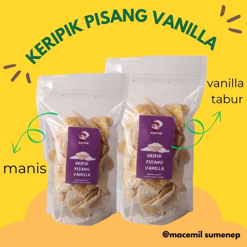 

MACEMIL Cemilan Makanan Ringan Keripik Pisang 100gr & 250gr Vanilla Tabur