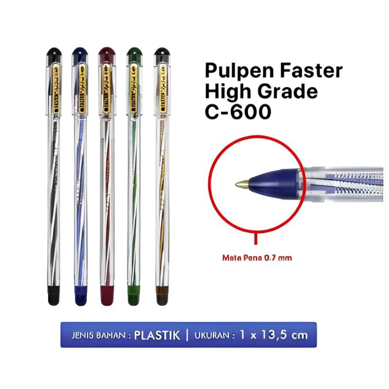 

PCS PULPEN FASTER C600 0.7 mm EXTRA FINE PEN MURAH | BOLPEN BALLPOINT BLACK HITAM