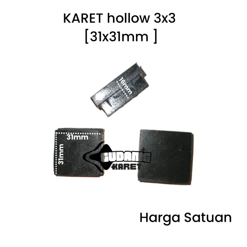 Karet Kaki Besi Hollow 3x3 Full 31x31 padat / karet Meja Hollow / karet Besi Hollow