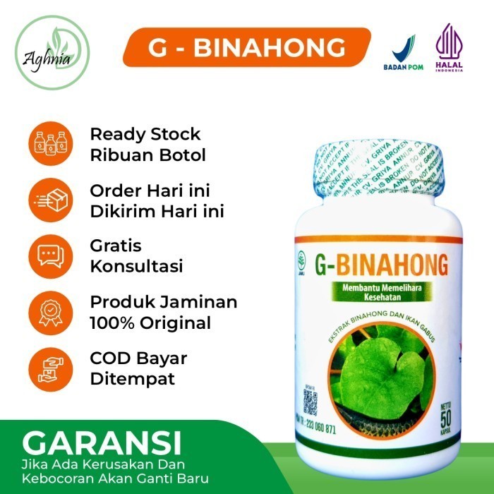 G-Binahong Kapsul Ekstrak Daun Binahong & Ekstrak Ikan Gabus Kutuk Albumin Obat Herbal Untuk Luka Di