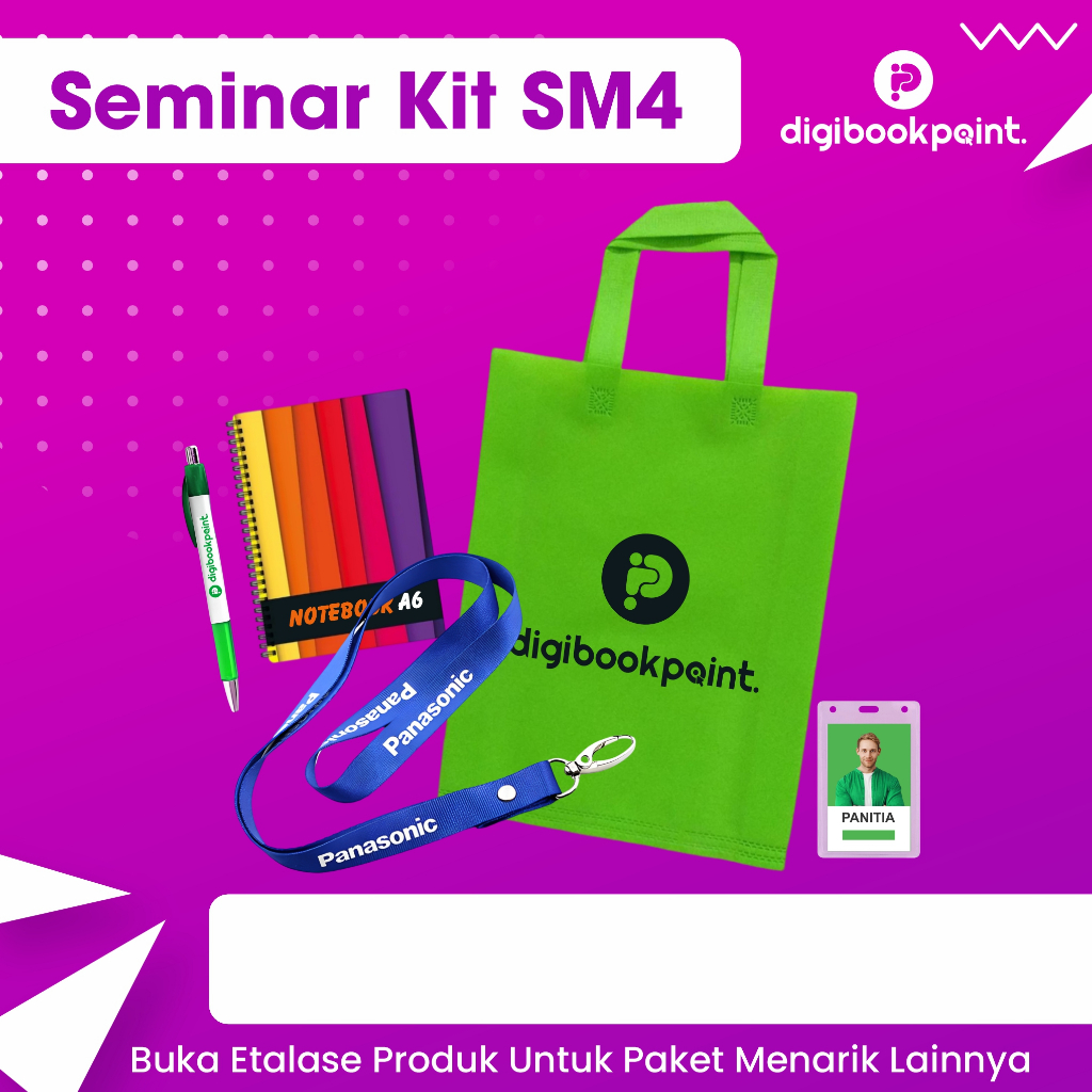 

Paket Seminar Kit Isi 5 - Tas, Notebook Spiral A6, Pulpen Sablon, Lanyard Sablon, Co Card - SM4
