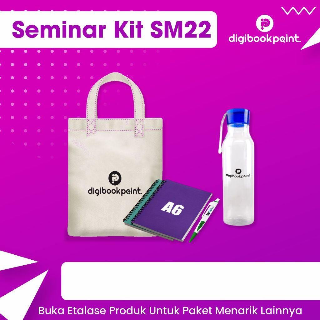 

Paket Custom Seminar Kit Isi 3 - Tas Canvas, Tumbler Colada, Notebook Spiral A6, Pulpen Sablon - SM22