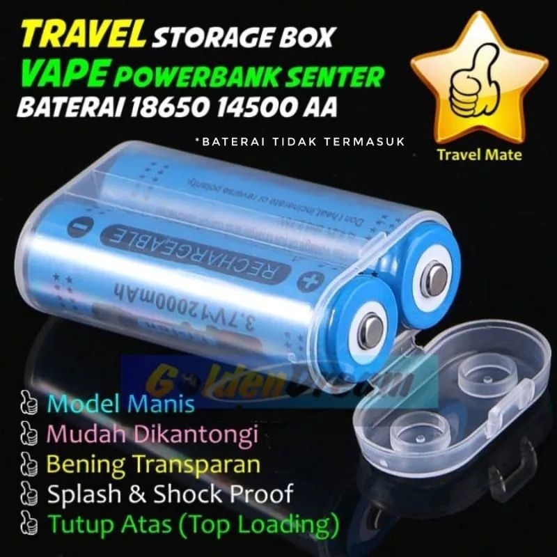 Travel Storage Box 18650 Case Kotak Baterai 18650 2 Slot