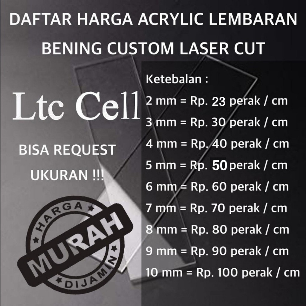 Acrylic Bening Custom 5mm Rp 50 Akrilik Lembaran Potong Laser