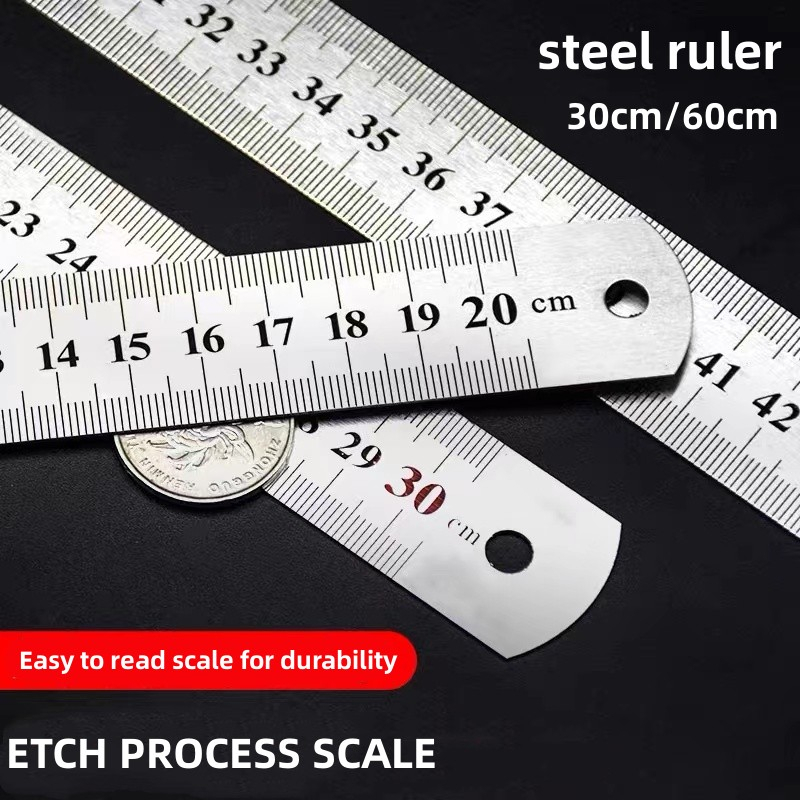 

15cm 20cm 30cm 60cm Penggaris Besi Stainless Steel Ruler Penggaris Stainless Penggaris Tukang