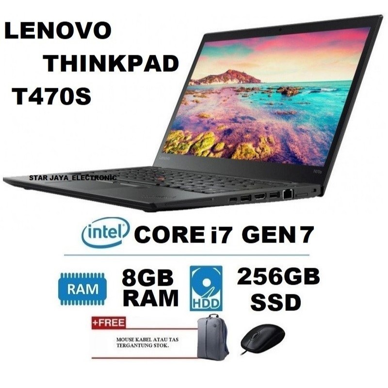LAPTOP LENOVO TOUCHSCREEN T470s CORE i7 GEN 7 RAM 8GB/256 SSD - T460 i5, 8GB SSD 256GB