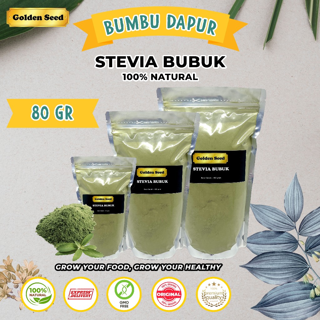 

DAUN STEVIA BUBUK 80 GR/BUBUK DAUN STEVIA MURNIA TANPA CAMPURAN 80 GRAM/STEVIA SWEETENER ZETO CALORIES 80GR