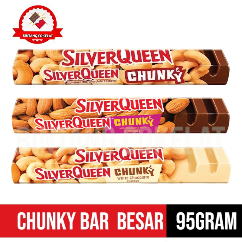 

SILVERQUEEN CHUNKY BAR 85G MEDE/ALMOND/WHITE CHOCOLATE