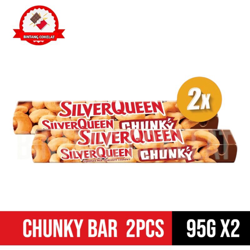 

Silverqueen Chunky Bar Cashew 95 g x 2 pcs Almond with Mede Camilan Cokelat Makanan Camilan Coklat