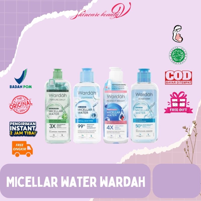 WARDAH - Micellar Water Wardah/natur daily acnederm Lightening Perfect bright/ double cleansing waja