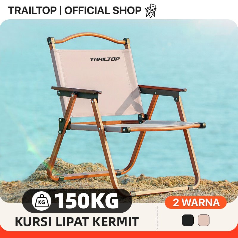 Kursi Lipat Kermit Kursi Pantai Lipat Dengan Gagang Kayu Kursi Camping Beban 150Kg