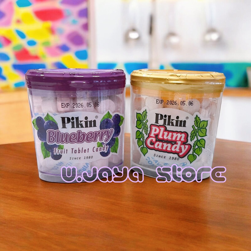 

Pikin Plum/ Blueberry Fruit Tablet Candy 50g Kembang Gula Keras Bentuk Tablet Rasa buah