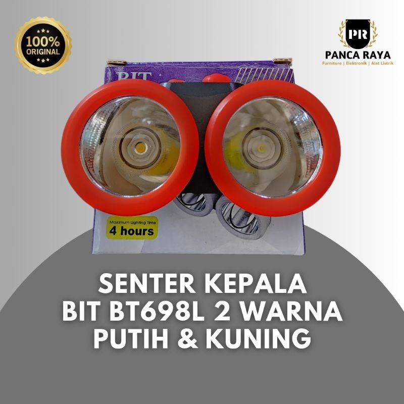 SENTER KEPALA BIT BT698L - 2 SENTER - 2 WARNA PUTIH KUNING