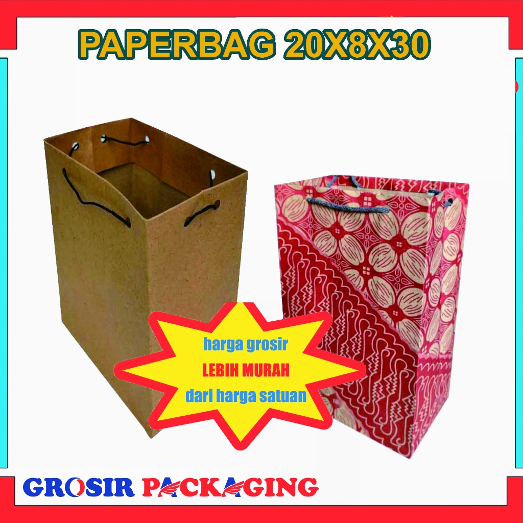 

(PAKET 20 LUSIN) Paperbag 20x8x30 Cm/ Tas Kado/ Tas Souvenir/ Paperbag