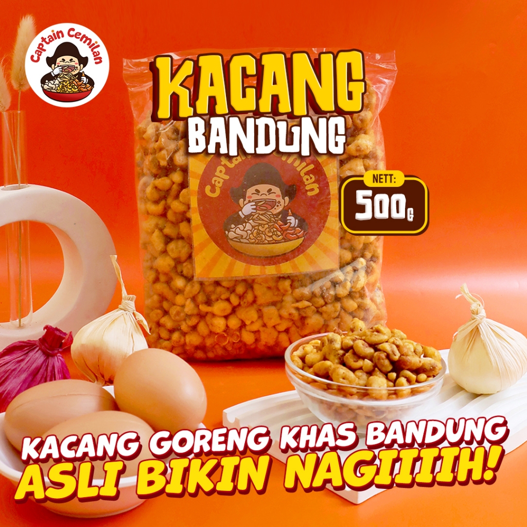 

500Gram Kacang Goreng Bandung gurih renyah Captain Cemilan snack snack kiloan makanan ringan cemilan