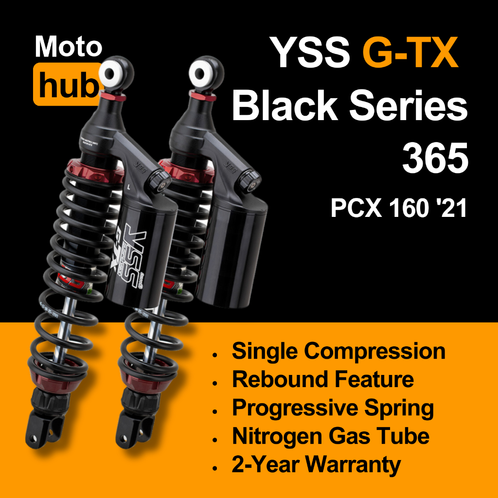 SHOK SHOCK SHOCKBREAKER YSS GTX PCX 160 BLACK SERIES 365MM SHOCKBREAKER HONDA PCX 160