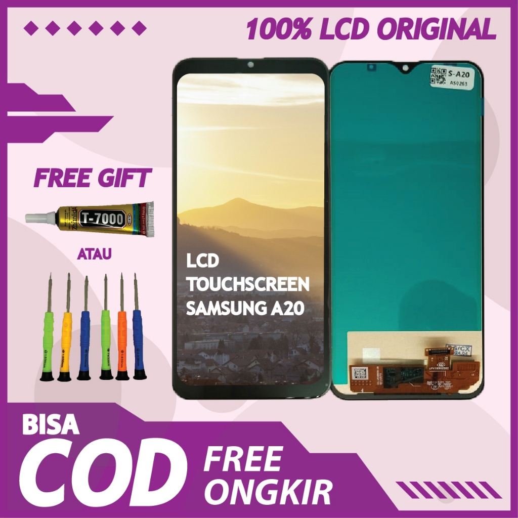 【ORIGINAL 100%】LCD TOUCHSCREEN SAMSUNG A20 FULLSET TOUCHSCREEN / ORIGINAL100%