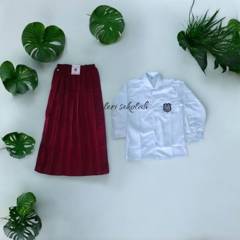 Setelan SD Merah Putih Panjang anak perempuan rok rempel