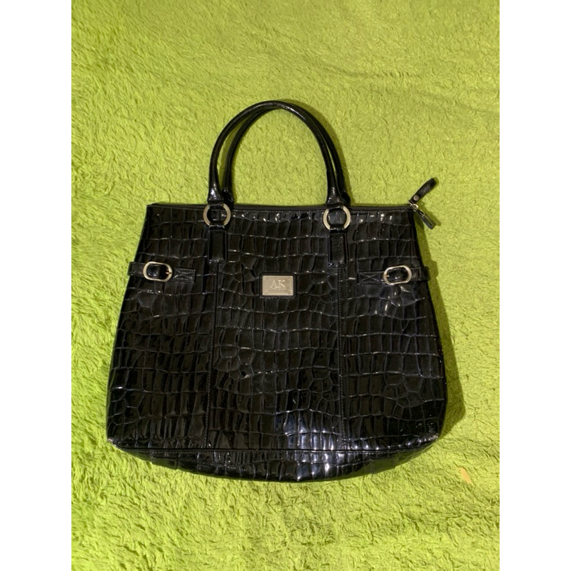 Anne Klein Black Leather Tote Bag