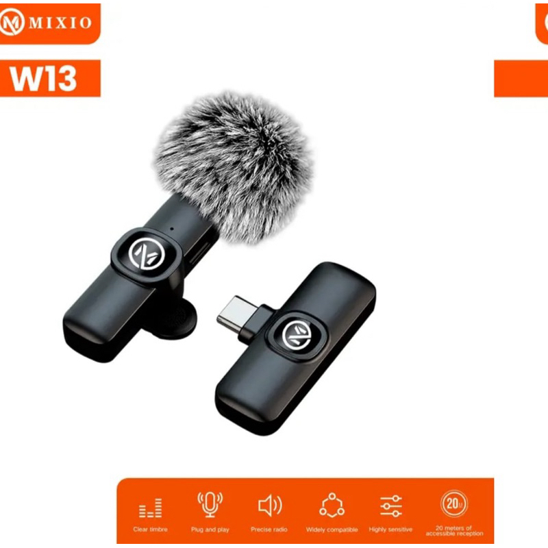 MIXIO W13 Mic Wireless Clip on Microphone Mikrofon Lavalier HP Plug & Play