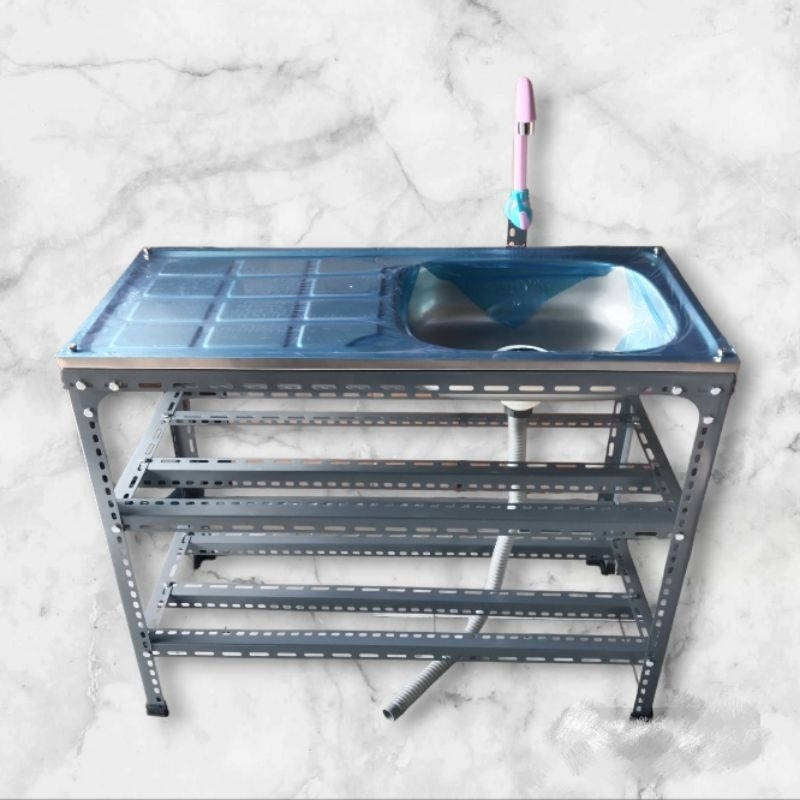 Paket Lengkap Kitchen Sink Stainles/Bak Cuci Piring/Wastafel Portable 96x43cm