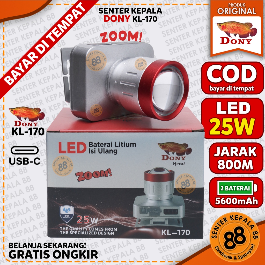 Dony Senter Kepala DONY KL-170 KL 170 25 WATT 25W Zoom Baru Laser led Doni DONY ZOOM