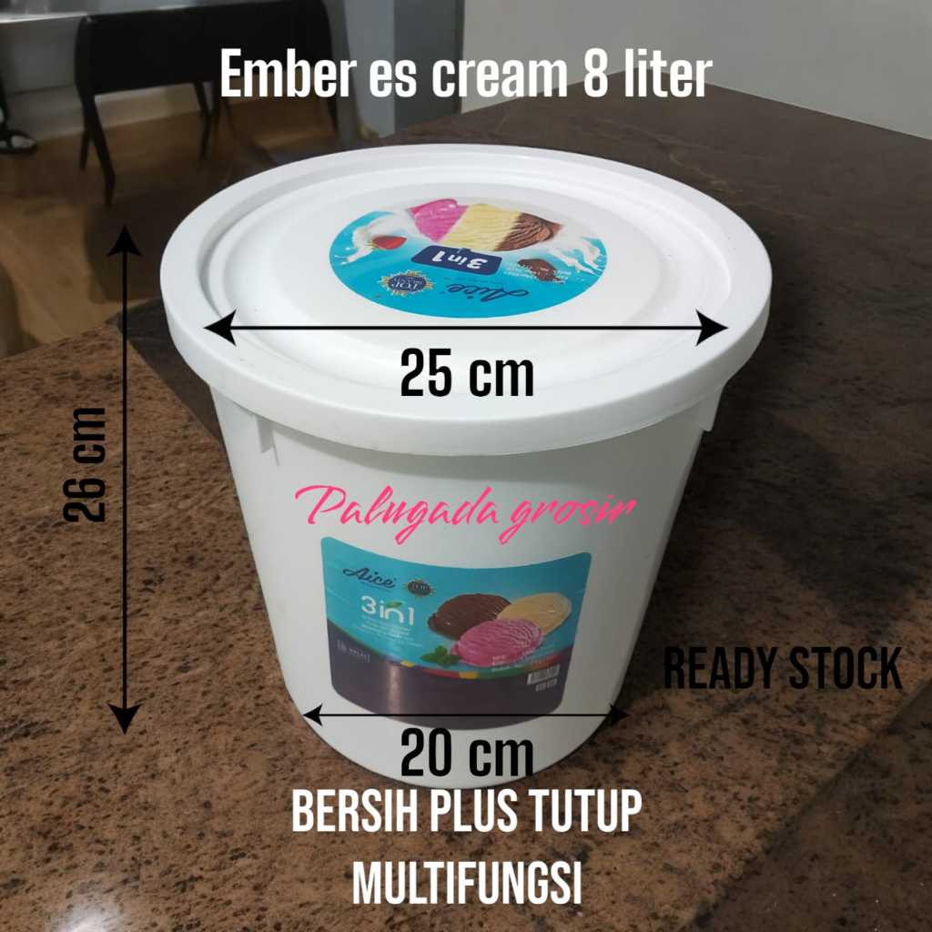 Ember Es Krim Box Es Krim 8 Liter Bekas Wadah Kotak bulat  Ice Cream Eskrim Es Cream Campina Toples 