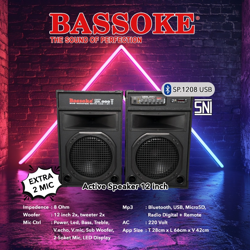 SPEAKER AKTIF 12 IN INCH SUBWOOFER + BLUETOOTH BASSOKE 1208