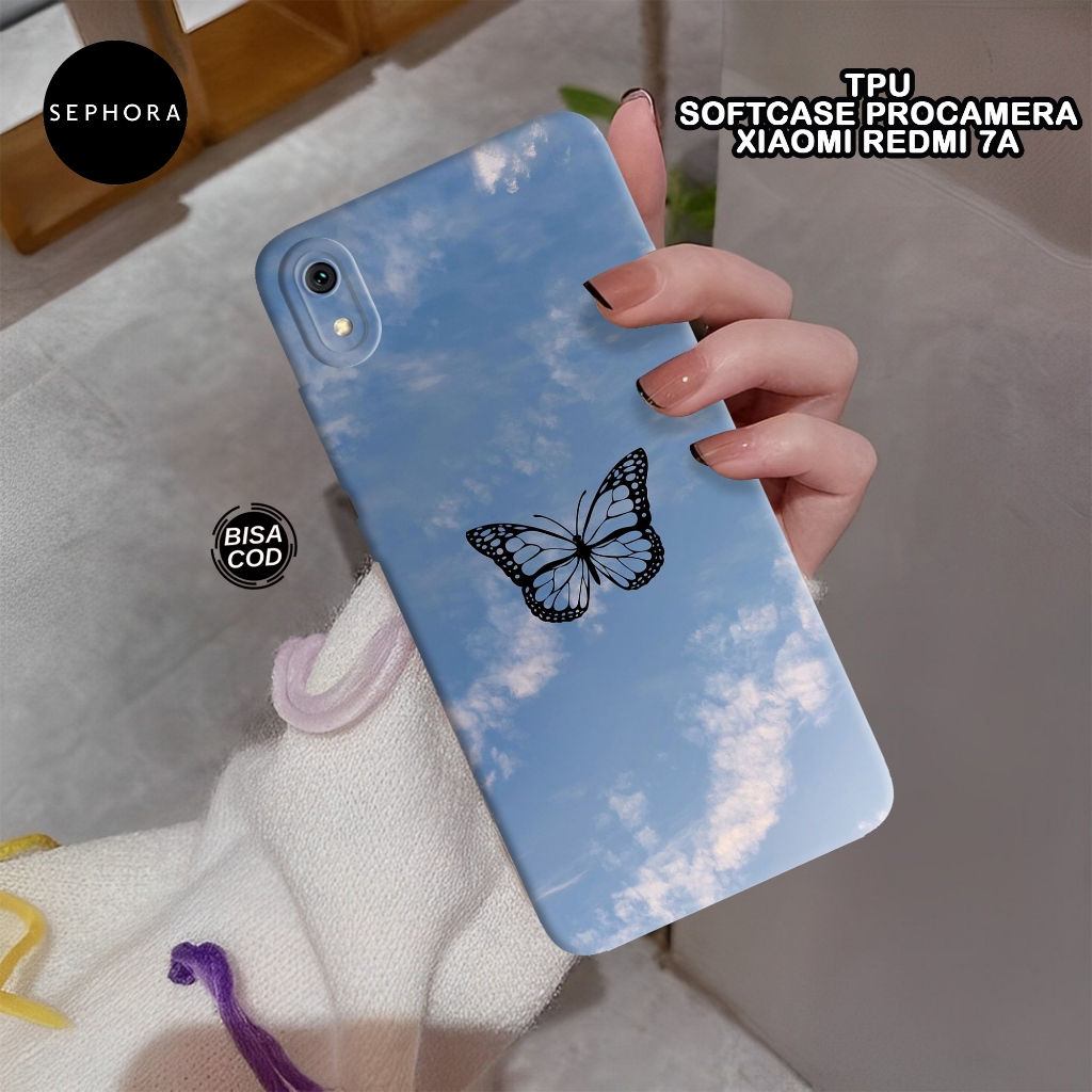 Softcase Xiaomi Redmi 7A Terbaru - Fashion Case Kupu Kupu - Case Xiaomi Redmi 7A - Case Pro Camera -