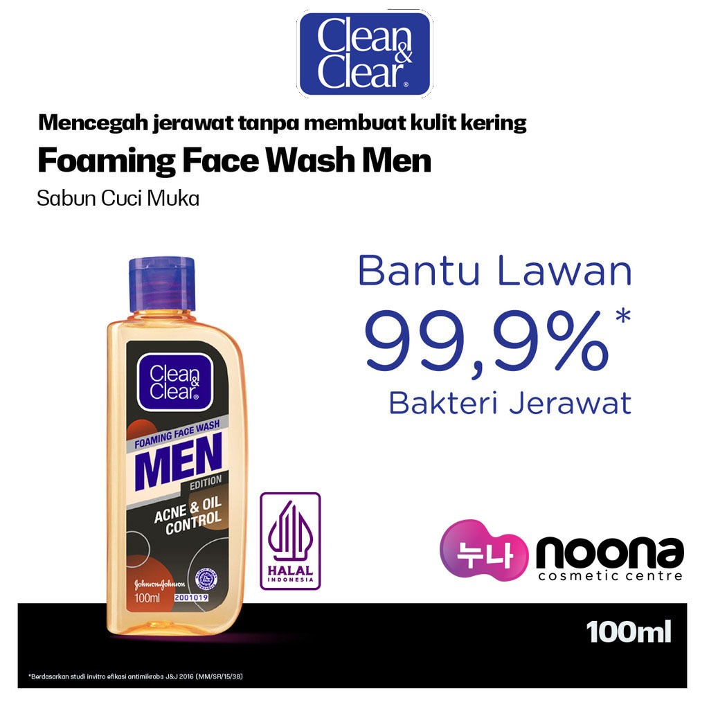 CLEAN & CLEAR FOAMING FACE WASH ACNE AND OIL CONTROL MEN 100ML