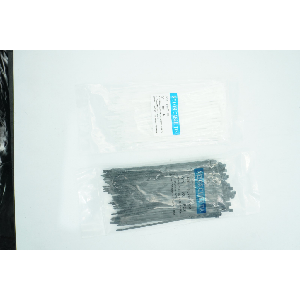 

[100 Pcs] Kabel Ties Hitam Putih Ekonomis Murah / Tali Serut / Cable Tie 2.5 x 10 / 15 / 20 / 25 cm