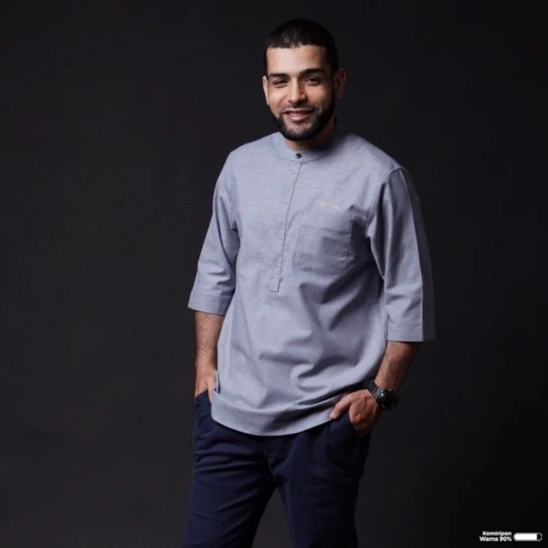 KEMKO BASIC LENGAN 3/4 U100P - BLUE || koko muslim pria || BAJU MUSLIM PRIA SAMAS || SAMASE
