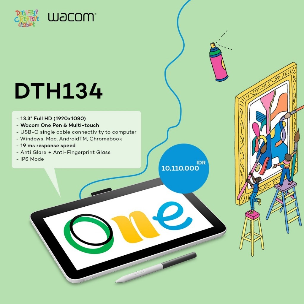 DRAWING TABLET WACOM ONE DTH134 PEN DISPLAY
