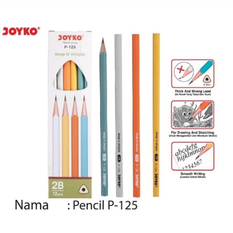 

HSS-PENSIL JOYKO P-125 PASTEL 2B PENSIL WARNA PASTEL SERUT PENSIL TRIAGONAL GRIP