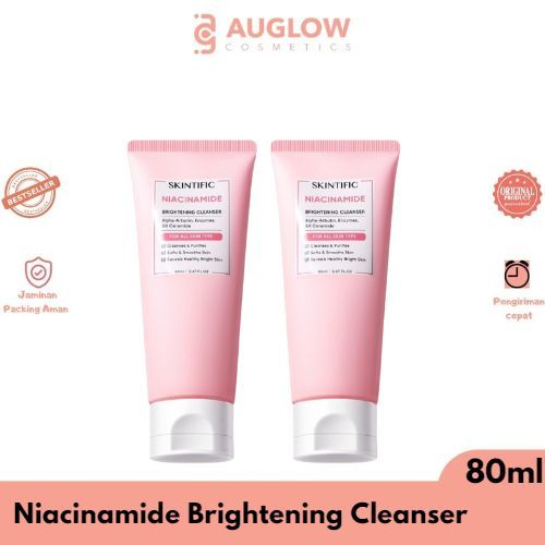 SKINTIFIC Niacinamide Brightening Cleanser 80ml / Facial Wash Cleanser Acnes Face Wash Sabun Cuci Mu