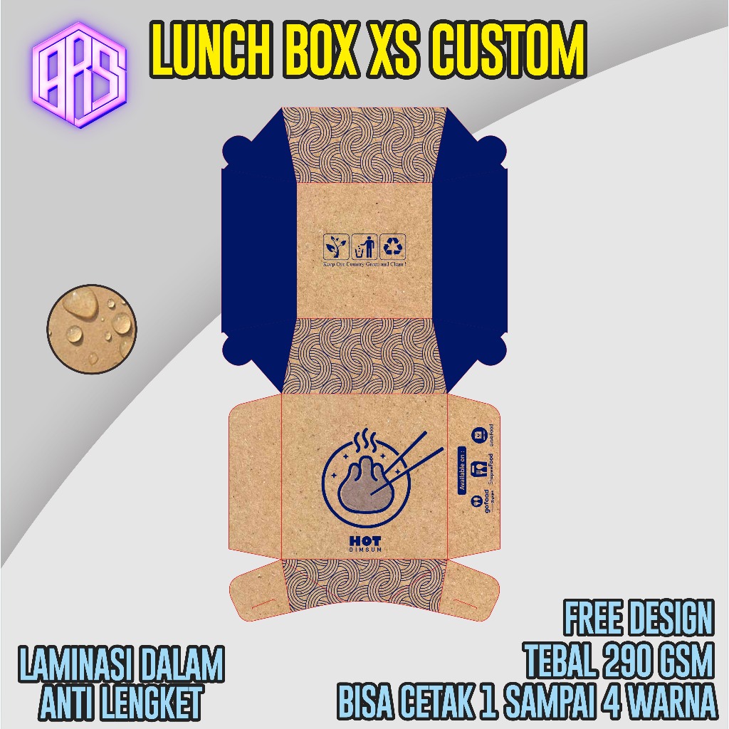 Lunch Box  Custom Size XS Cetak Print Logo Merek Box Makanan