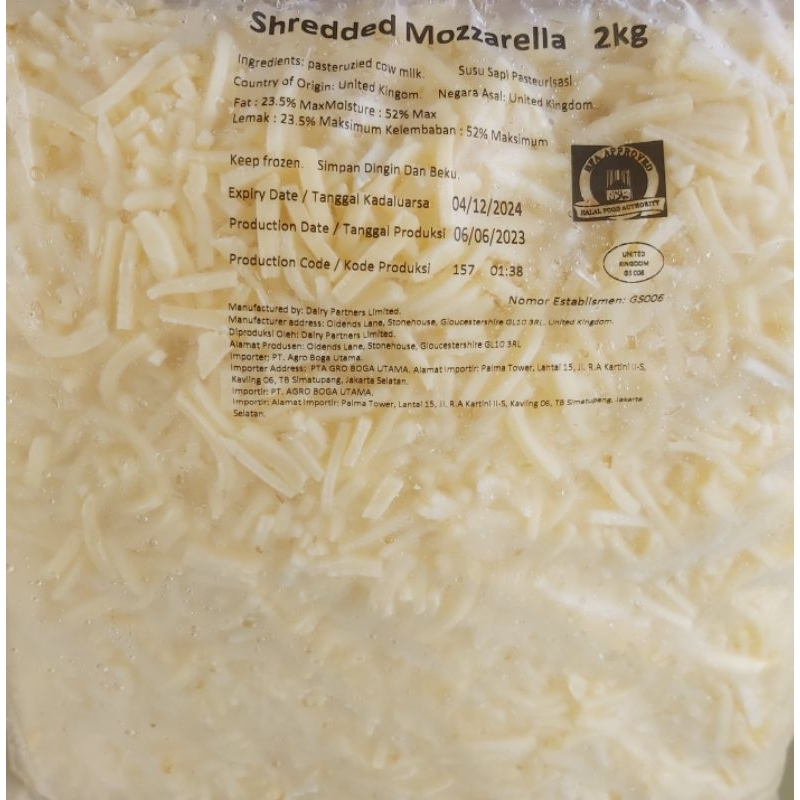 

DAIRY PARTNERS KEJU MOZZARELLA MOZARELLA SHREDED KEMASAN REPACK Wajib Gojek Grab Instant