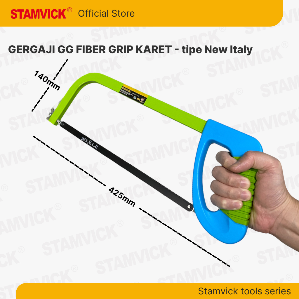 Gergaji Besi + Gagang Karet Stamvick Type New Italy - Gagang Gergaji Besi / Stamvick Hacksaw Frame 1